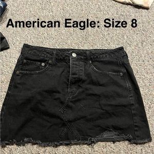 AMERICAN EAGLE  Black Denim Mini Skirt High Rise with 5 Buttons